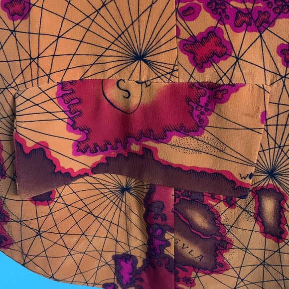 Anne Pinkerton | Travel Map Sleeveless Button Down Vest | burnt orange - Picture 7 of 13